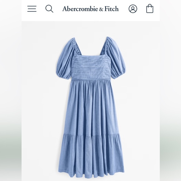 Abercrombie & Fitch Purple Smocked Puff Sleeve Dress - Picture 2 of 2